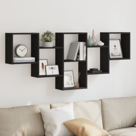 Estantería de pared madera de ingeniería negra 159x18x66 cm de , Estantes y estanterías - Ref: Foro24-853300, Precio: 52,14 €...