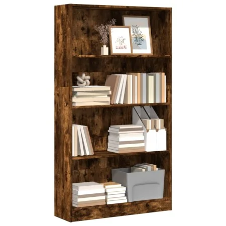 Estantería madera de ingeniería roble ahumado 80x24x143 cm de , Librerías y estanterías - Ref: Foro24-857848, Precio: 61,31 €...