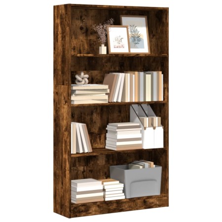 Estantería madera de ingeniería roble ahumado 80x24x143 cm de , Librerías y estanterías - Ref: Foro24-857848, Precio: 56,82 €...
