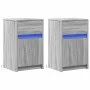 Mesitas de noche luces LED 2 uds madera ingeniería gris Sonoma de , Mesitas de noche - Ref: Foro24-852009, Precio: 90,65 €, D...