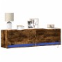 Mueble de TV de pared con luces LED roble ahumado 140x31x38 cm de , Muebles TV - Ref: Foro24-852373, Precio: 96,80 €, Descuen...