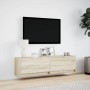 Mueble de TV de pared con luces LED roble Sonoma 140x31x38 cm de , Muebles TV - Ref: Foro24-852371, Precio: 95,48 €, Descuent...