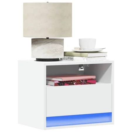 Mesita de noche de pared con luces LED blanco de , Mesitas de noche - Ref: Foro24-852061, Precio: 33,69 €, Descuento: %