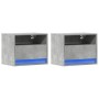 Mesitas de noche de pared con luces LED 2 uds gris hormigón de , Mesitas de noche - Ref: Foro24-852068, Precio: 58,48 €, Desc...