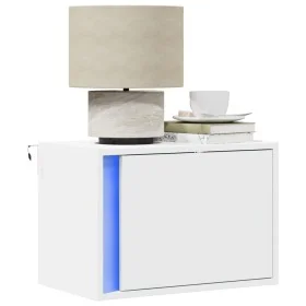 Mesita de noche de pared con luces LED blanco de , Mesitas de noche - Ref: Foro24-852089, Precio: 36,51 €, Descuento: %