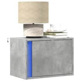 Mesitas de noche de pared con luces LED 2 uds gris hormigón by , Nightstands - Ref: Foro24-852096, Price: 59,85 €, Discount: %