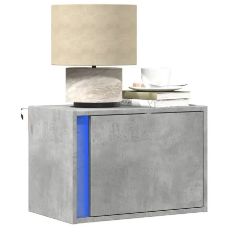 Mesitas de noche de pared con luces LED 2 uds gris hormigón by , Nightstands - Ref: Foro24-852096, Price: 59,85 €, Discount: %