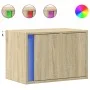 Mesitas de noche de pared con luces LED 2 unidades roble Sonoma by , Nightstands - Ref: Foro24-852094, Price: 60,67 €, Discou...