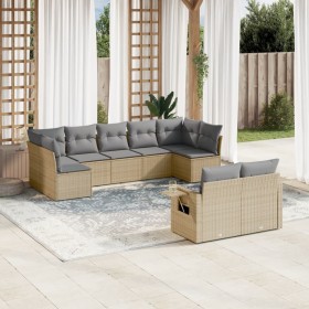 Set de sofás de jardín 9 pzas con cojines ratán sintético beige en Conjuntos de jardín | Comprar online en Foru.es