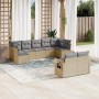 Set de sofás de jardín 9 pzas con cojines ratán sintético beige en Conjuntos de jardín | Comprar online en Foru.es