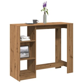Mesa bar con estante madera roble artisian 124x46x103,5 cm de , Mesas de cocina y de comedor - Ref: Foro24-854399, Precio: 97...