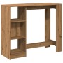 Mesa bar con estante madera roble artisian 124x46x103,5 cm de , Mesas de cocina y de comedor - Ref: Foro24-854399, Precio: 97...
