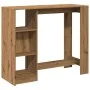 Mesa bar con estante madera roble artisian 124x46x103,5 cm de , Mesas de cocina y de comedor - Ref: Foro24-854399, Precio: 96...