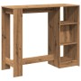 Mesa bar con estante madera roble artisian 124x46x103,5 cm de , Mesas de cocina y de comedor - Ref: Foro24-854399, Precio: 97...