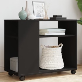 Mesa auxiliar con ruedas madera de ingeniería negra 70x35x60 cm de , Mesas auxiliares - Ref: Foro24-853147, Precio: 48,85 €, ...