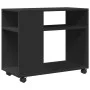 Mesa auxiliar con ruedas madera de ingeniería negra 70x35x60 cm by , Side tables - Ref: Foro24-853147, Price: 48,11 €, Discou...