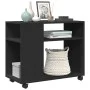 Mesa auxiliar con ruedas madera de ingeniería negra 70x35x60 cm by , Side tables - Ref: Foro24-853147, Price: 48,11 €, Discou...