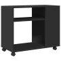 Mesa auxiliar con ruedas madera de ingeniería negra 70x35x60 cm by , Side tables - Ref: Foro24-853147, Price: 48,11 €, Discou...