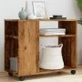 Mesa auxiliar rodante madera ingeniería envejecido 70x35x60 cm de , Mesas auxiliares - Ref: Foro24-853153, Precio: 50,22 €, D...