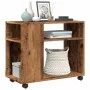 Mesa auxiliar rodante madera ingeniería envejecido 70x35x60 cm de , Mesas auxiliares - Ref: Foro24-853153, Precio: 50,22 €, D...