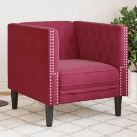 Sillón Chesterfield de terciopelo artificial rojo tinto de , Sofás - Ref: Foro24-372677, Precio: 156,92 €, Descuento: %