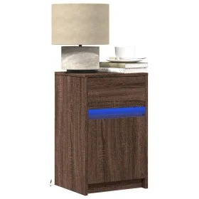 Mesita de noche con luces LED madera de ingeniería roble marrón de , Mesitas de noche - Ref: Foro24-852010, Precio: 49,71 €, ...