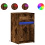 Mesita de noche con luces LED madera ingeniería roble ahumado de , Mesitas de noche - Ref: Foro24-852006, Precio: 48,91 €, De...