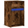 Mesita de noche con luces LED madera ingeniería roble ahumado de , Mesitas de noche - Ref: Foro24-852006, Precio: 48,91 €, De...
