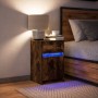 Mesita de noche con luces LED madera ingeniería roble ahumado de , Mesitas de noche - Ref: Foro24-852006, Precio: 48,91 €, De...
