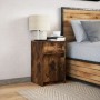 Mesita de noche con luces LED madera ingeniería roble ahumado de , Mesitas de noche - Ref: Foro24-852006, Precio: 48,91 €, De...