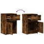 Mesita de noche con luces LED madera ingeniería roble ahumado de , Mesitas de noche - Ref: Foro24-852006, Precio: 48,91 €, De...