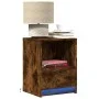 Mesita de noche con luces LED madera ingeniería roble ahumado von , Nachttische - Ref: Foro24-852027, Preis: 41,27 €, Rabatt: %