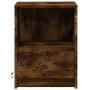 Mesita de noche con luces LED madera ingeniería roble ahumado de , Mesitas de noche - Ref: Foro24-852027, Precio: 41,79 €, De...