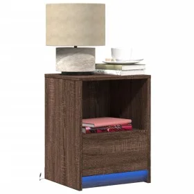 Mesita de noche con luces LED madera de ingeniería roble marrón de , Mesitas de noche - Ref: Foro24-852031, Precio: 42,47 €, ...