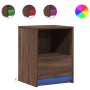 Mesita de noche con luces LED madera de ingeniería roble marrón de , Mesitas de noche - Ref: Foro24-852031, Precio: 43,02 €, ...