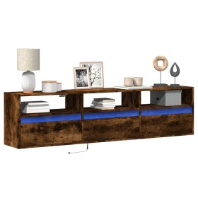 Mueble de TV de pared con LED roble ahumado 180x31x45 cm de , Muebles TV - Ref: Foro24-3307944, Precio: 154,09 €, Descuento: %