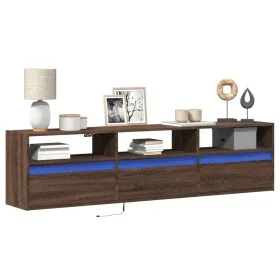 Mueble de TV de pared con LED marrón roble 180x31x45 cm de , Muebles TV - Ref: Foro24-3307946, Precio: 127,39 €, Descuento: %