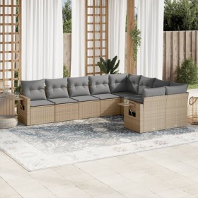 Set de sofás de jardín 9 pzas con cojines ratán sintético beige en Conjuntos de jardín | Comprar online en Foru.es