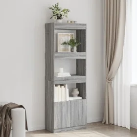 Aparador alto madera de ingeniería gris Sonoma 63x33x180 cm de , Librerías y estanterías - Ref: Foro24-3309605, Precio: 93,11...