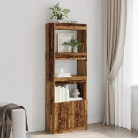 Aparador alto madera ingeniería madera envejecida 63x33x180 cm de , Librerías y estanterías - Ref: Foro24-3309607, Precio: 90...