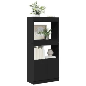 Aparador de madera de ingeniería negro 63x33x140 cm de , Librerías y estanterías - Ref: Foro24-855107, Precio: 70,51 €, Descu...