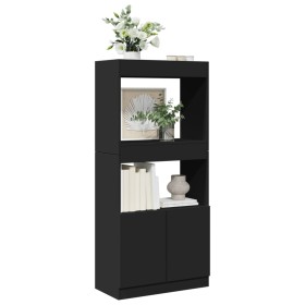 Aparador de madera de ingeniería negro 63x33x140 cm de , Librerías y estanterías - Ref: Foro24-855107, Precio: 71,50 €, Descu...
