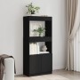 Aparador de madera de ingeniería negro 63x33x140 cm de , Librerías y estanterías - Ref: Foro24-855107, Precio: 71,50 €, Descu...