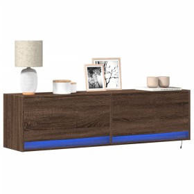 Mueble de TV de pared con luces LED marrón roble 140x31x38 cm de , Muebles TV - Ref: Foro24-852375, Precio: 104,62 €, Descuen...