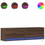 Mueble de TV de pared con luces LED marrón roble 140x31x38 cm de , Muebles TV - Ref: Foro24-852375, Precio: 104,62 €, Descuen...