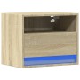 Mesita de noche de pared con luces LED roble Sonoma de , Mesitas de noche - Ref: Foro24-852065, Precio: 33,01 €, Descuento: %
