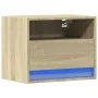 Mesita de noche de pared con luces LED roble Sonoma by , Nightstands - Ref: Foro24-852065, Price: 32,72 €, Discount: %