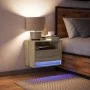 Mesita de noche de pared con luces LED roble Sonoma by , Nightstands - Ref: Foro24-852065, Price: 32,72 €, Discount: %
