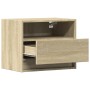 Mesita de noche de pared con luces LED roble Sonoma de , Mesitas de noche - Ref: Foro24-852065, Precio: 33,01 €, Descuento: %