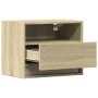 Mesita de noche de pared con luces LED roble Sonoma by , Nightstands - Ref: Foro24-852065, Price: 32,72 €, Discount: %